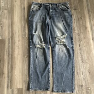 Judy Blue Dad Jean Boot Cut Jeans Distressed Ripped Size 18